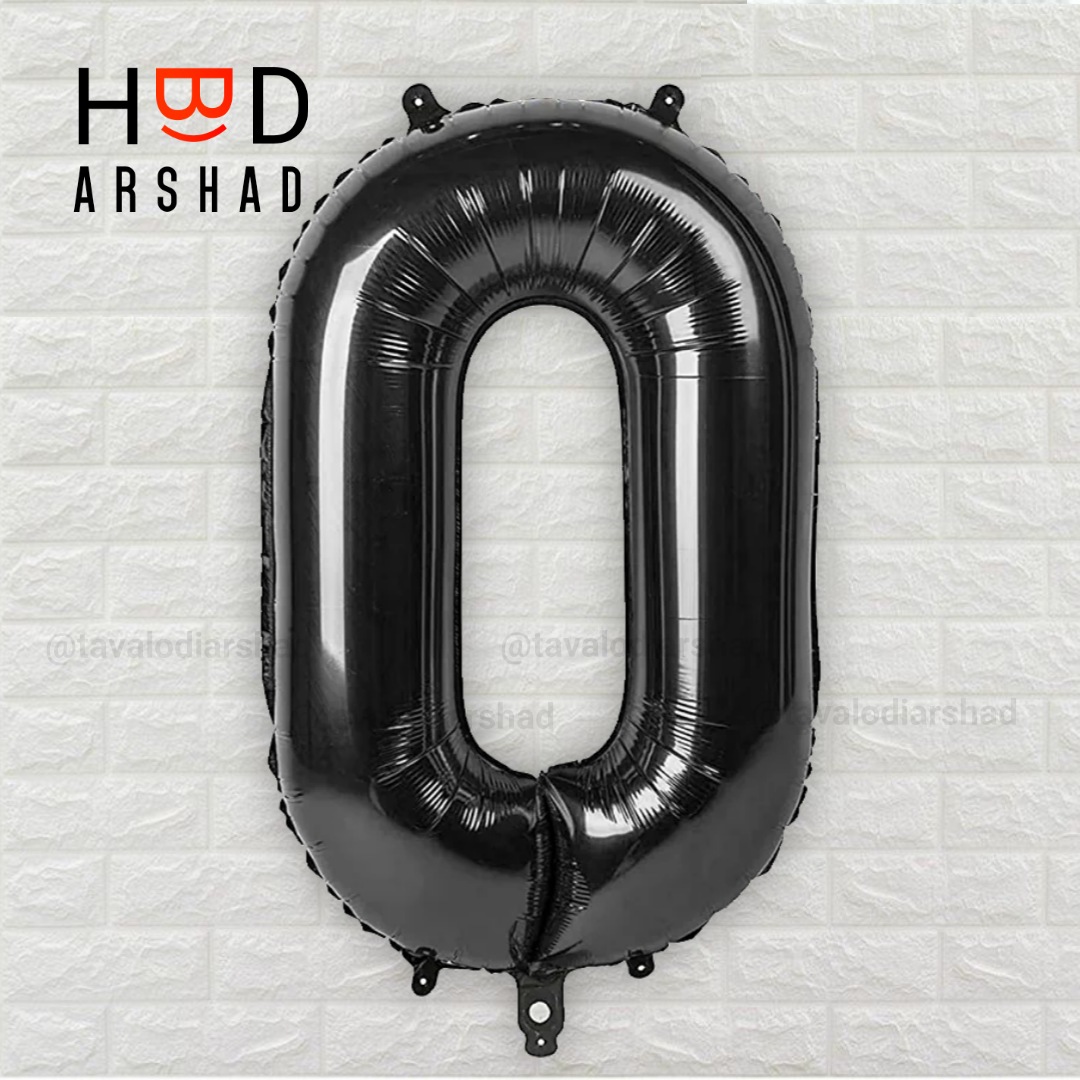 بادکنک فویلی عدد 0 مشکی ۳۲ اینچ